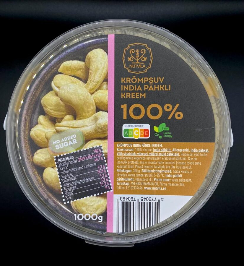India pähklite kreem – 1kg - 100% pähklid