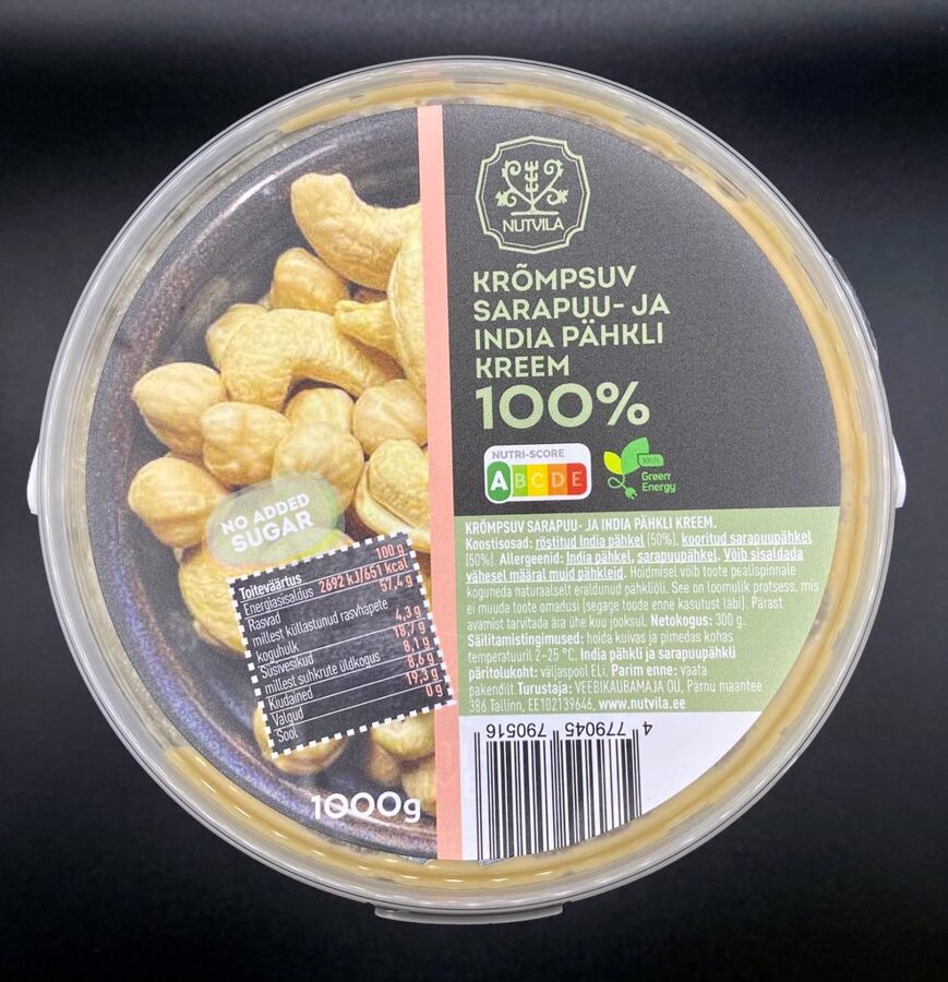 Sarapuu- ja India pähklite kreem - 1kg - 100% pähklid