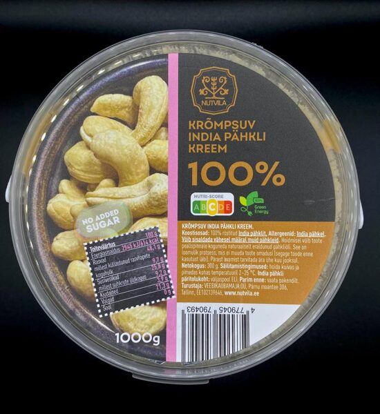 Intianpähkinävoi – 1 kg - 100% pähkinät