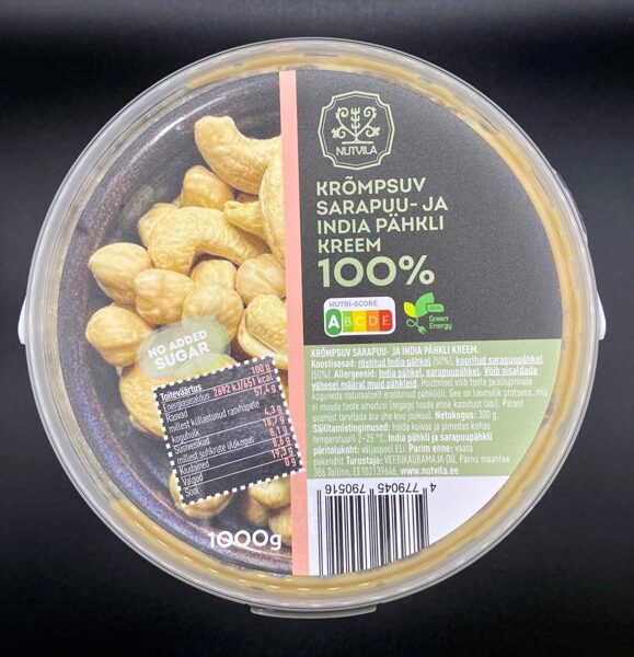 Sarviapina- ja intianpähkinävoi - 1 kg - 100% pähkinät